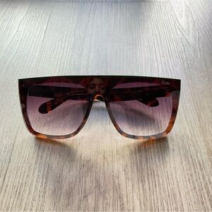 quay australia jaded brown tortoise flat top oversized shield sunglasses eyewear